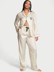 Victoria's Secret Candelight White Fiona Foil Satin Long Pyjama Set - Image 1 of 3
