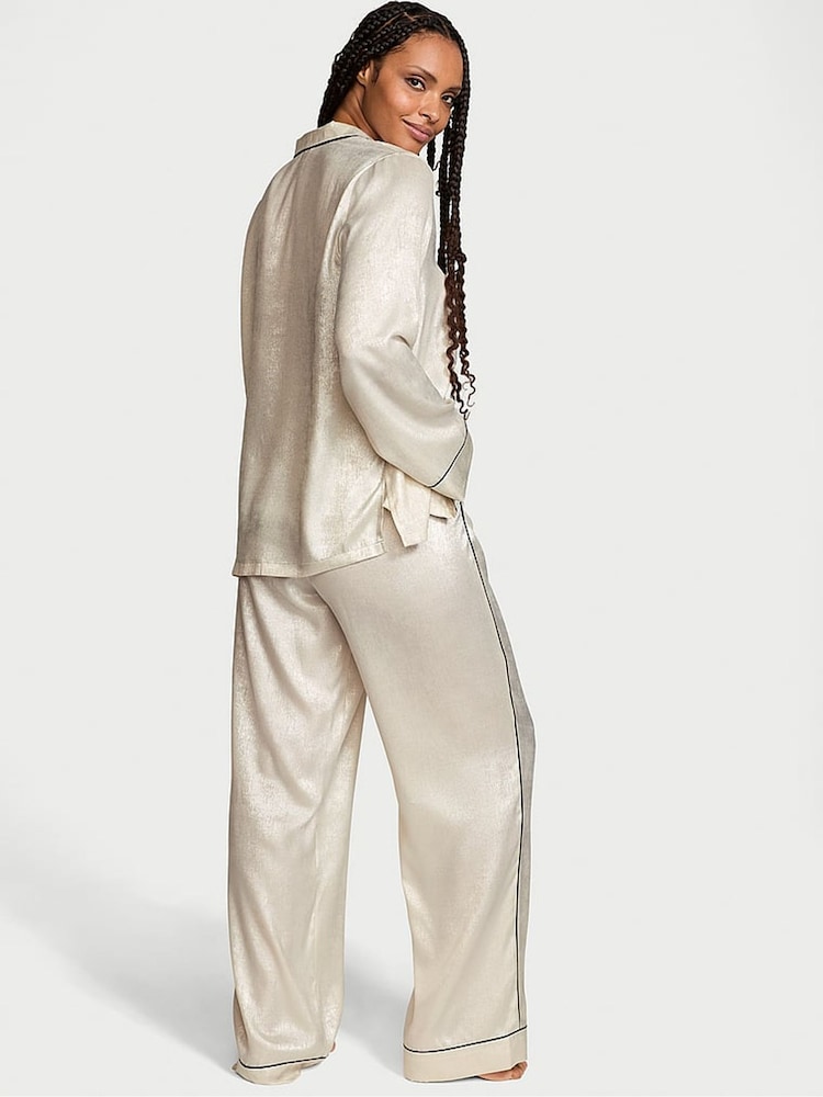 Victoria's Secret Candelight White Fiona Foil Satin Long Pyjama Set - Image 2 of 3