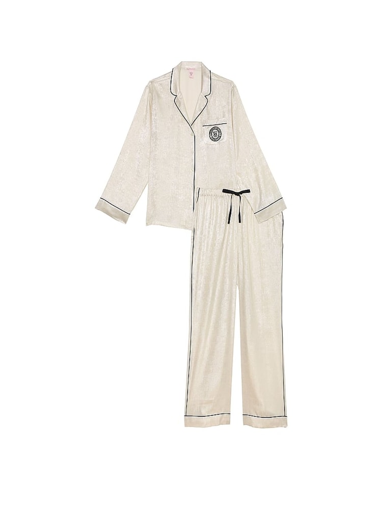 Victoria's Secret Candelight White Fiona Foil Satin Long Pyjama Set - Image 3 of 3