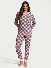 Victoria's Secret Pretty Blossom Lovely Plaid Pink Thermal Long Pyjama Set - Image 1 of 1