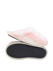 Victoria's Secret Heritage Stripe Pink Closed Toe Faux Fur Slippers - Image 2 of 2