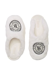 Victoria's Secret White Closed Toe Faux Fur Slippers - Image 1 of 1