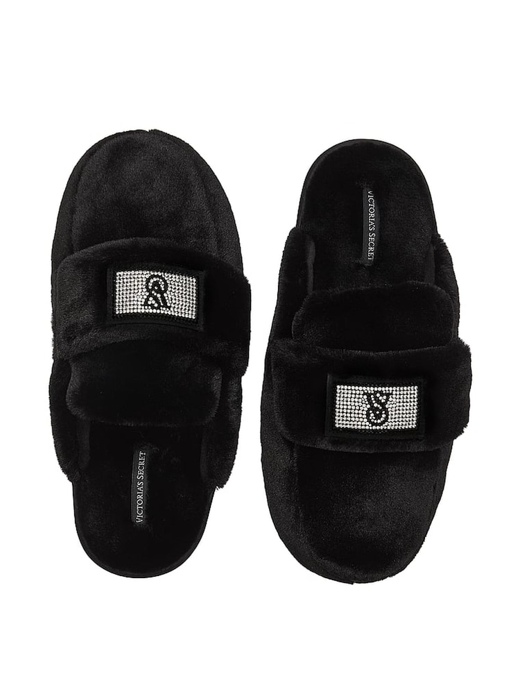 Victoria's Secret Black Bling Strap Slipper - Image 1 of 3