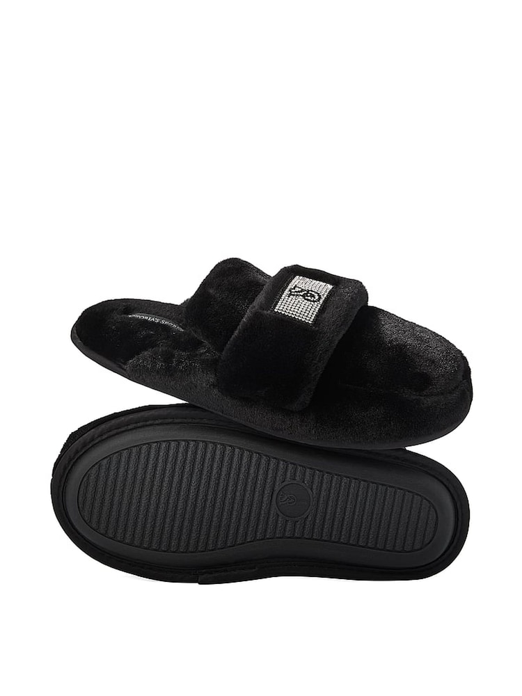 Victoria's Secret Black Bling Strap Slipper - Image 2 of 3