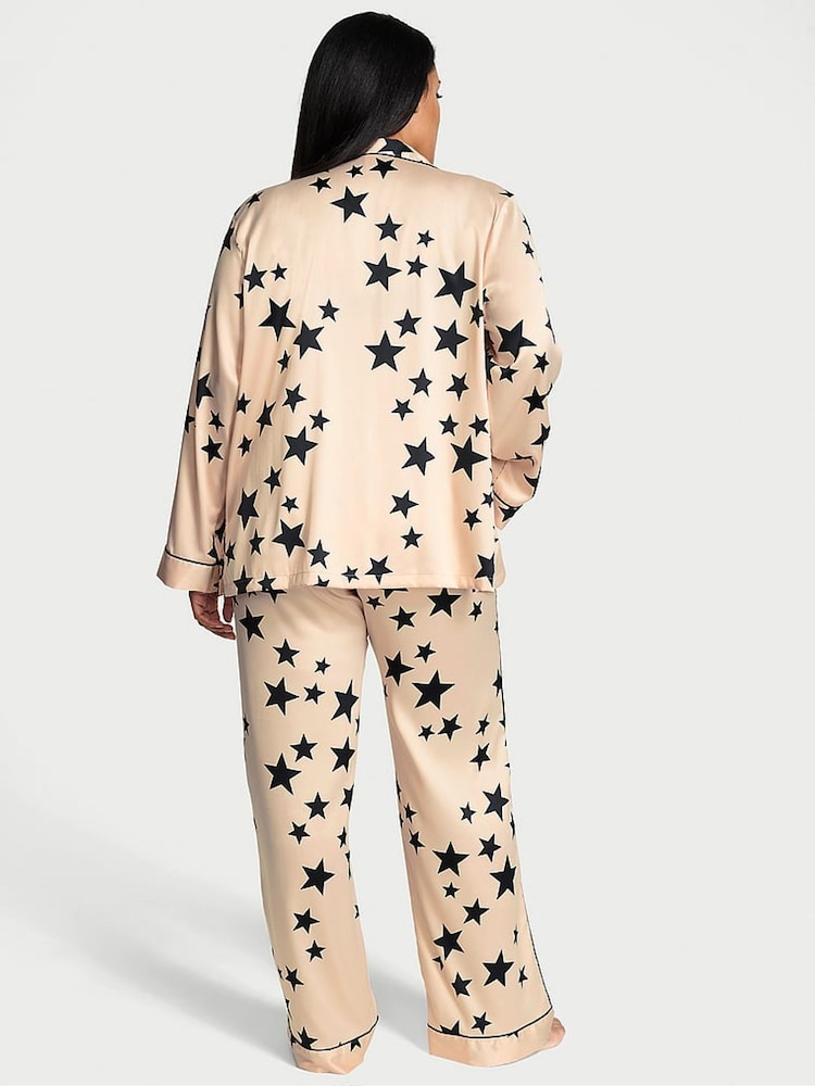 Victoria's Secret Black Pretty Star Satin Long Pyjama Set - Image 2 of 4