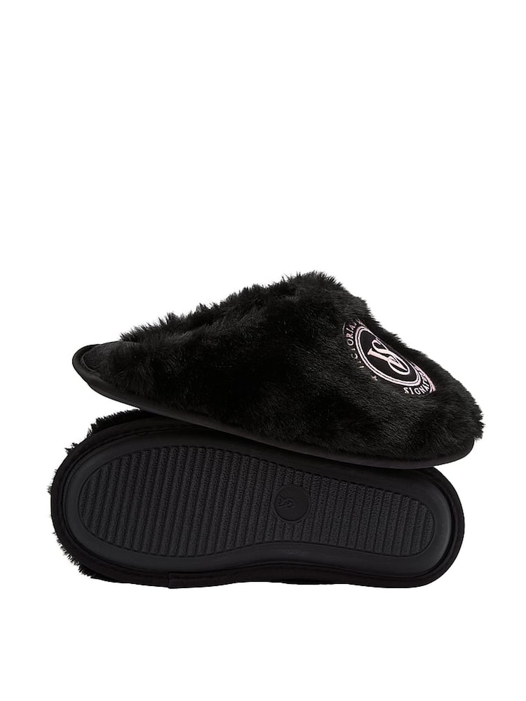 Victoria's Secret Black Closed Toe Faux Fur Slippers - Image 2 of 2