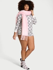 Victoria's Secret Pretty Blossom Plaid Pink Blanket Scarf - Image 1 of 4