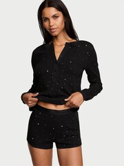 Victoria's Secret Black Foil Night Sky Thermal Short Pyjama Set - Image 1 of 3