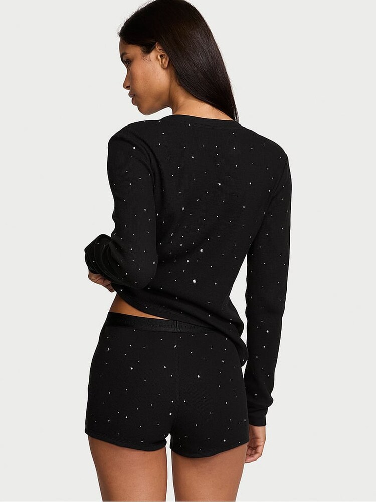 Victoria's Secret Black Foil Night Sky Thermal Short Pyjama Set - Image 2 of 3