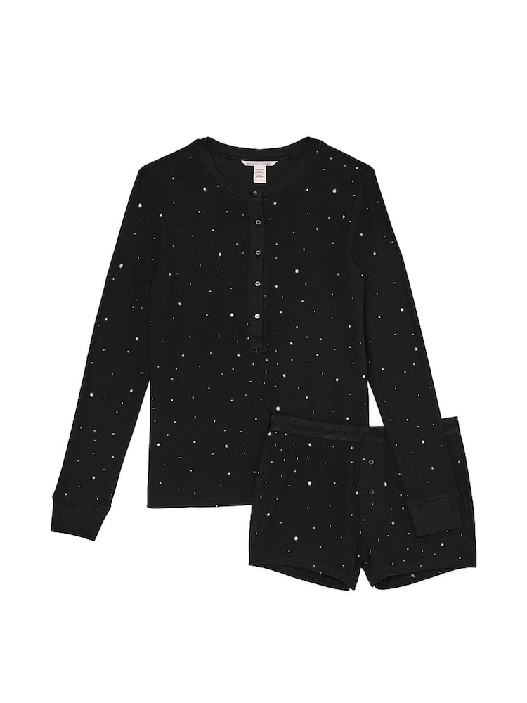 Victoria's Secret Black Foil Night Sky Thermal Short Pyjama Set - Image 3 of 3