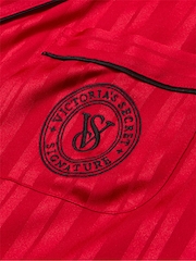 Victoria's Secret Lipstick Red Stripe Jacquard Satin Short Pyjama Set - Image 4 of 4