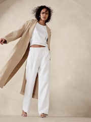 Banana Republic White Lina Straight Linen Trousers - Image 3 of 5