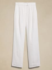 Banana Republic White Lina Straight Linen Trousers - Image 5 of 5
