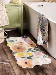 Multi Floral Print 100% Cotton Runner Bath Mat - Image 1 of 3