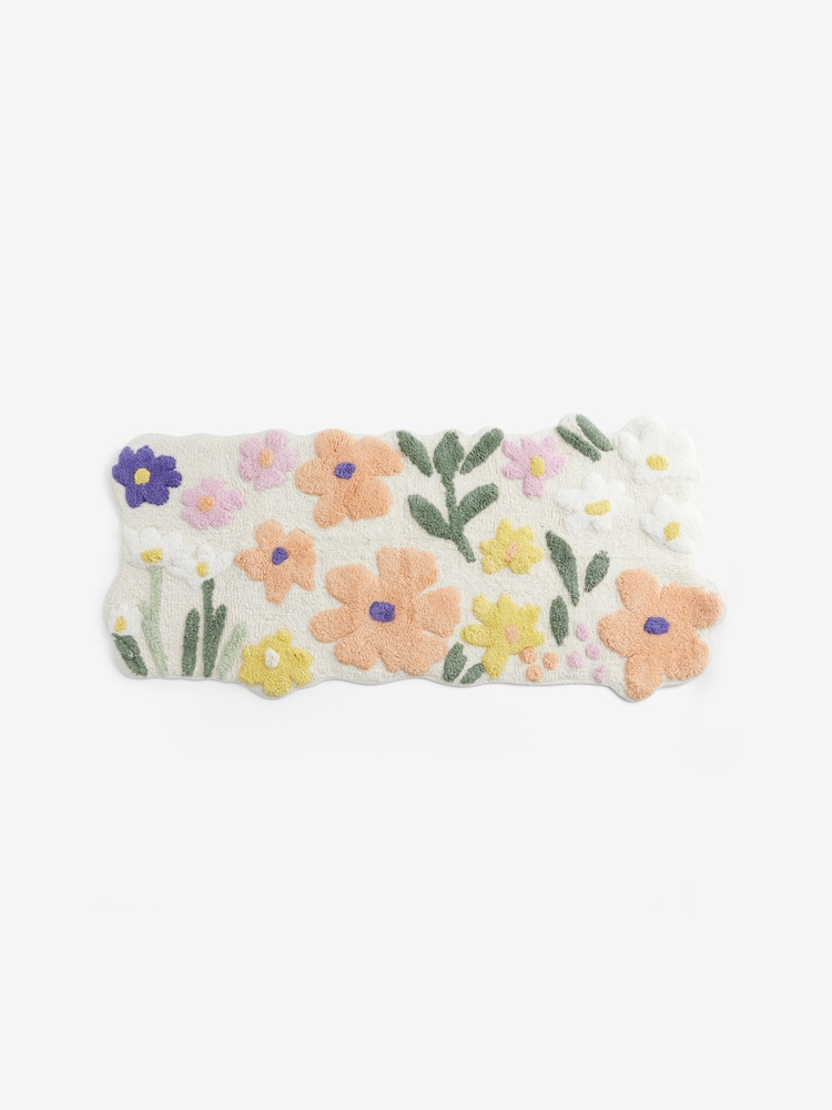Multi Floral Print 100% Cotton Runner Bath Mat - Image 3 of 3