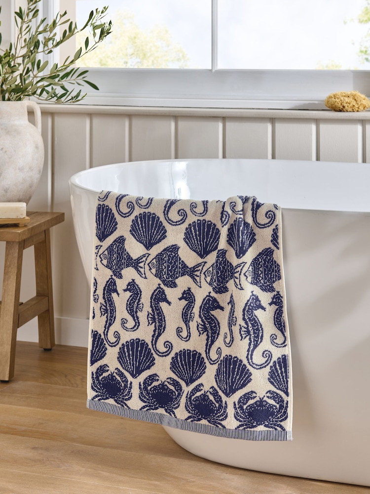 Blue Seahorse 100% Cotton Towel - Image 2 of 5
