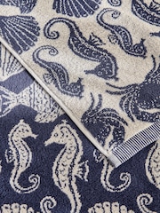 Blue Seahorse 100% Cotton Towel - Image 4 of 5