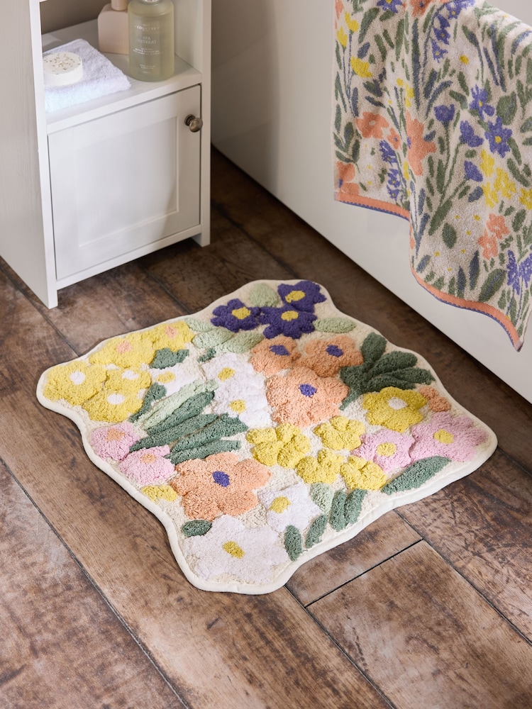 Badematte mit floralem Print aus 100 % Baumwolle - Bild 1 von 3 Badematte mit floralem Print aus 100 % Baumwolle - Bild 1 von 3