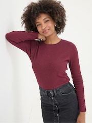 FatFace Callie Dark Red Long Sleeve Top - Image 1 of 5