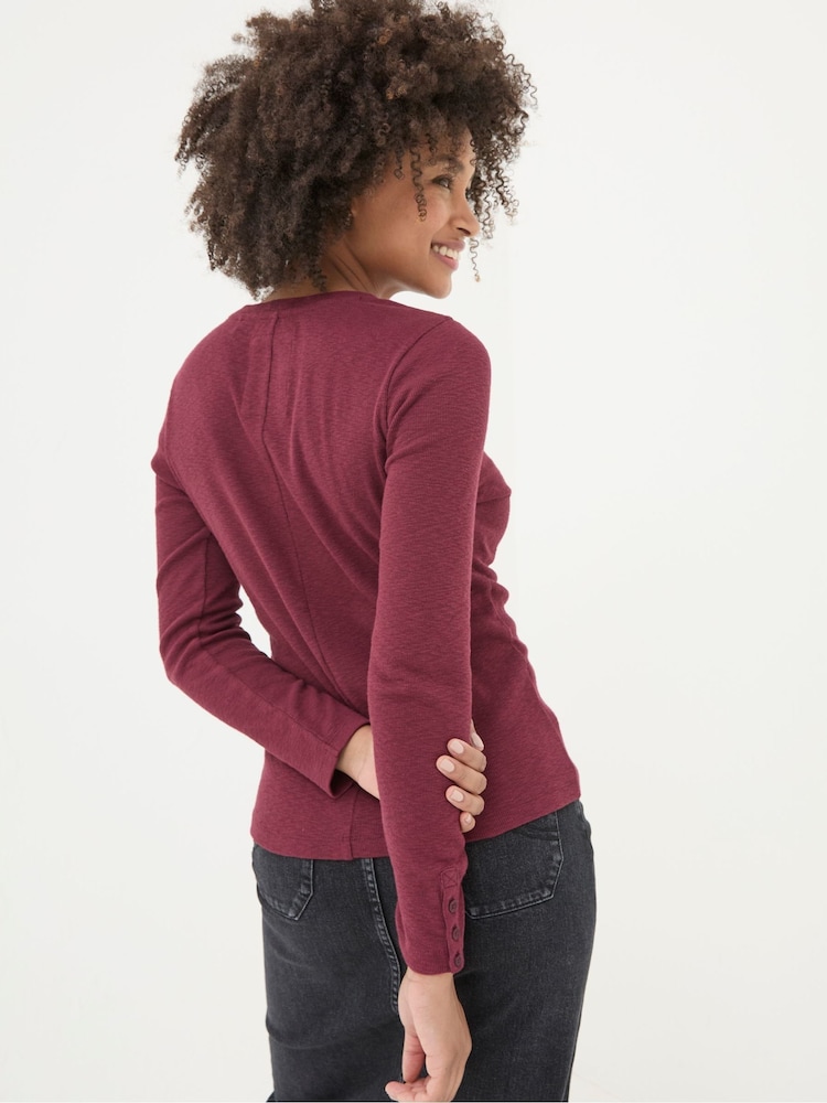 FatFace Callie Dark Red Long Sleeve Top - Image 2 of 5