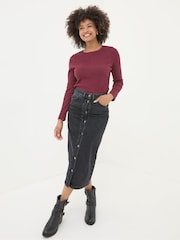 FatFace Callie Dark Red Long Sleeve Top - Image 3 of 5