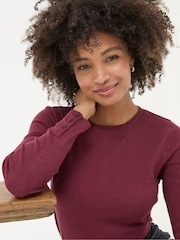 FatFace Callie Dark Red Long Sleeve Top - Image 4 of 5