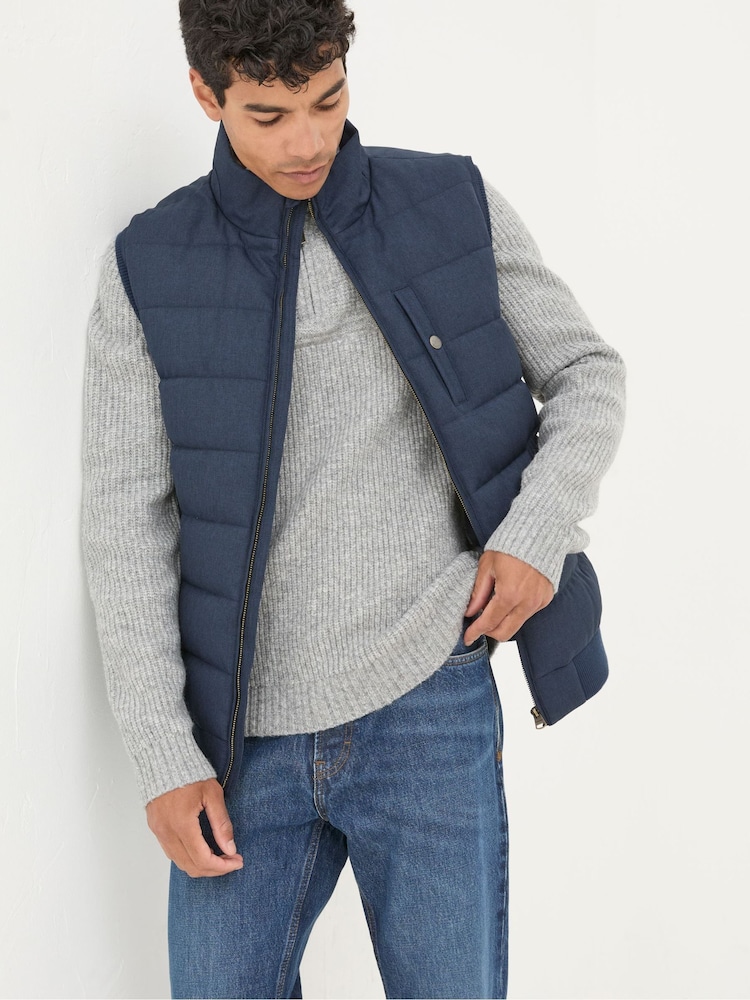 FatFace Exmouth Navy Blue Quilted Gilet - Image 1 of 7