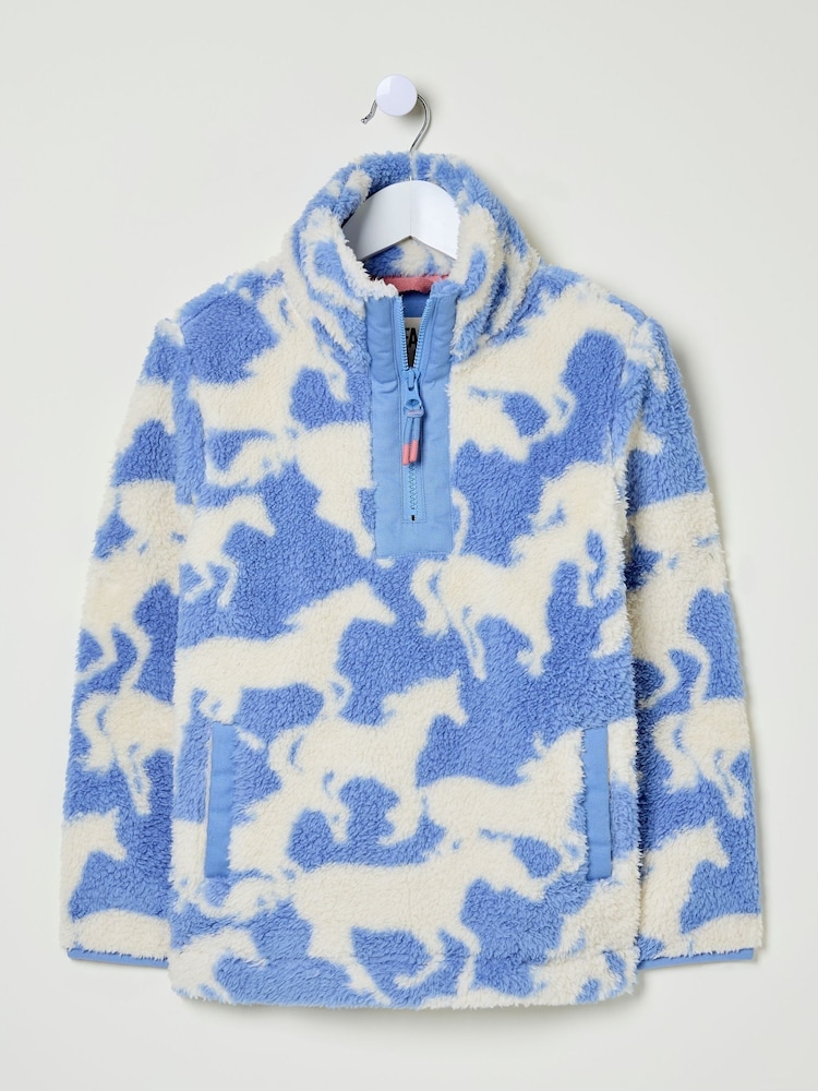 FatFace Blue Horse Half Neck Fleece - Image 6 of 6