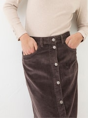 FatFace Carla Dark Brown Cord Midi Skirt - Image 3 of 5