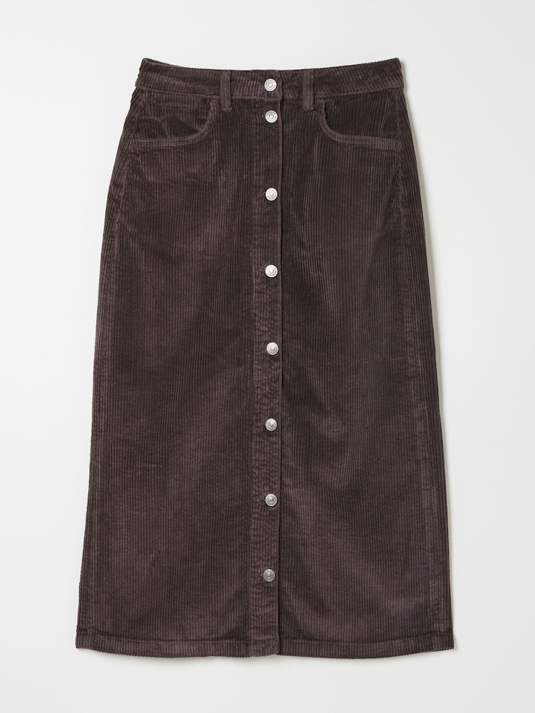 FatFace Carla Dark Brown Cord Midi Skirt - Image 5 of 5
