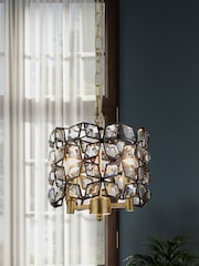 Searchlight Brass Windmill 2 Light Round Pendant Ceiling Light - Image 1 of 4