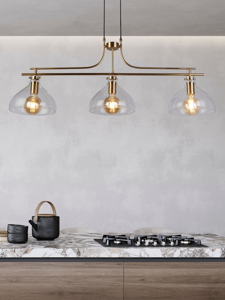 Searchlight Brass Marguerite 3 Light Bar Pendant Ceiling Light - Image 1 of 4