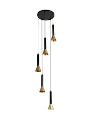 Searchlight Black/Gold Helenium 5 Light Multi Drop Pendant Ceiling Light - Image 3 of 4