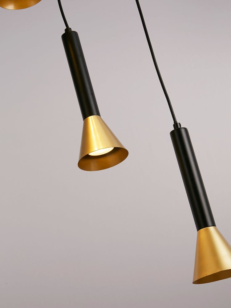 Searchlight Black/Gold Helenium 5 Light Multi Drop Pendant Ceiling Light - Image 4 of 4