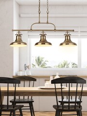 Searchlight Antique Brass Talia 3 Light Bar Pendant Ceiling Light - Image 1 of 4