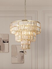 Searchlight Satin Brass Luna 5 Light Pendant Ceiling Light - Image 1 of 4