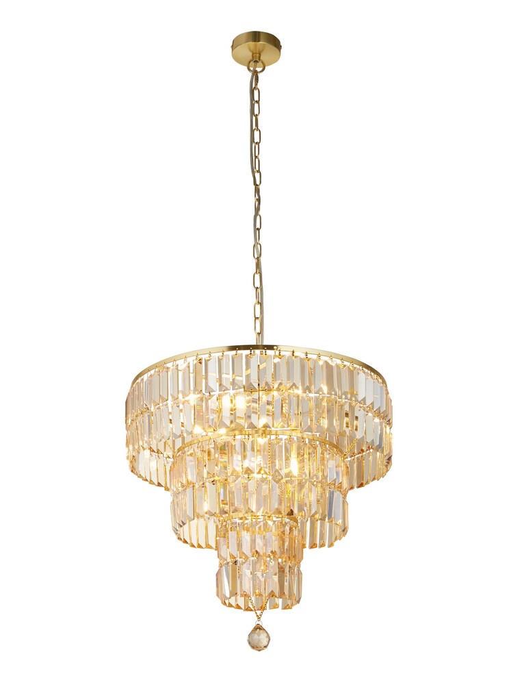 Searchlight Satin Brass Luna 5 Light Pendant Ceiling Light - Image 2 of 4