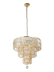 Searchlight Satin Brass Luna 5 Light Pendant Ceiling Light - Image 3 of 4