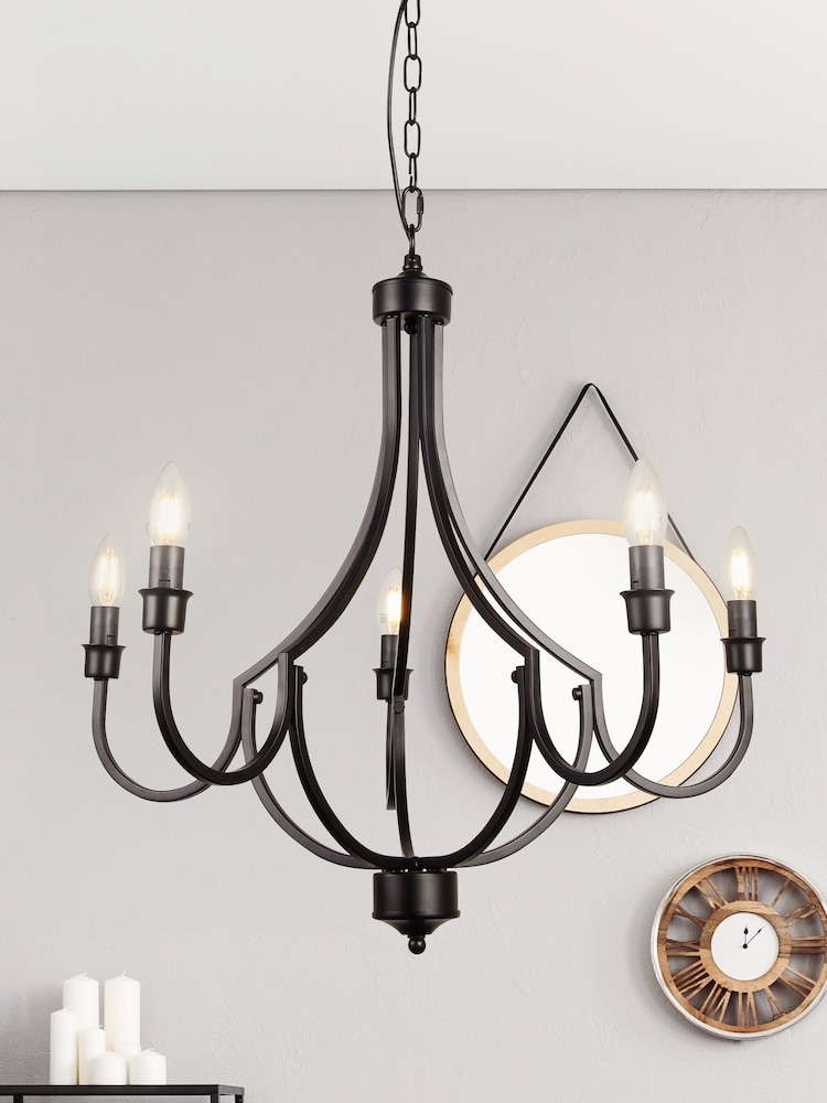Searchlight Black Othello 5 Light Pendant Ceiling Light - Image 1 of 4