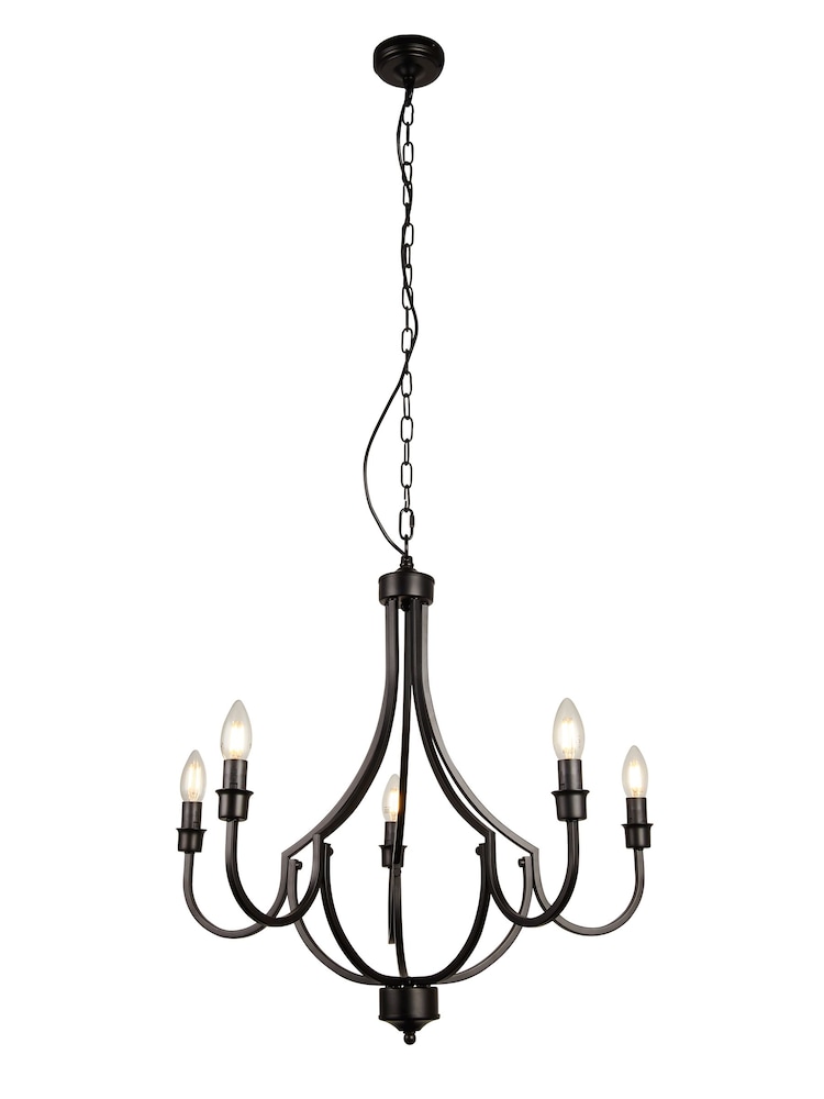 Searchlight Black Othello 5 Light Pendant Ceiling Light - Image 2 of 4