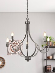 Searchlight Satin Silver Othello 5 Light Pendant Ceiling Light - Image 1 of 4