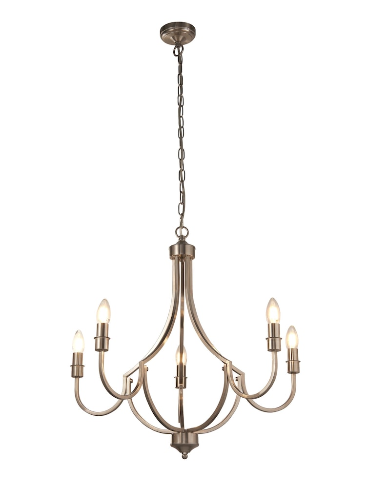 Searchlight Satin Silver Othello 5 Light Pendant Ceiling Light - Image 2 of 4