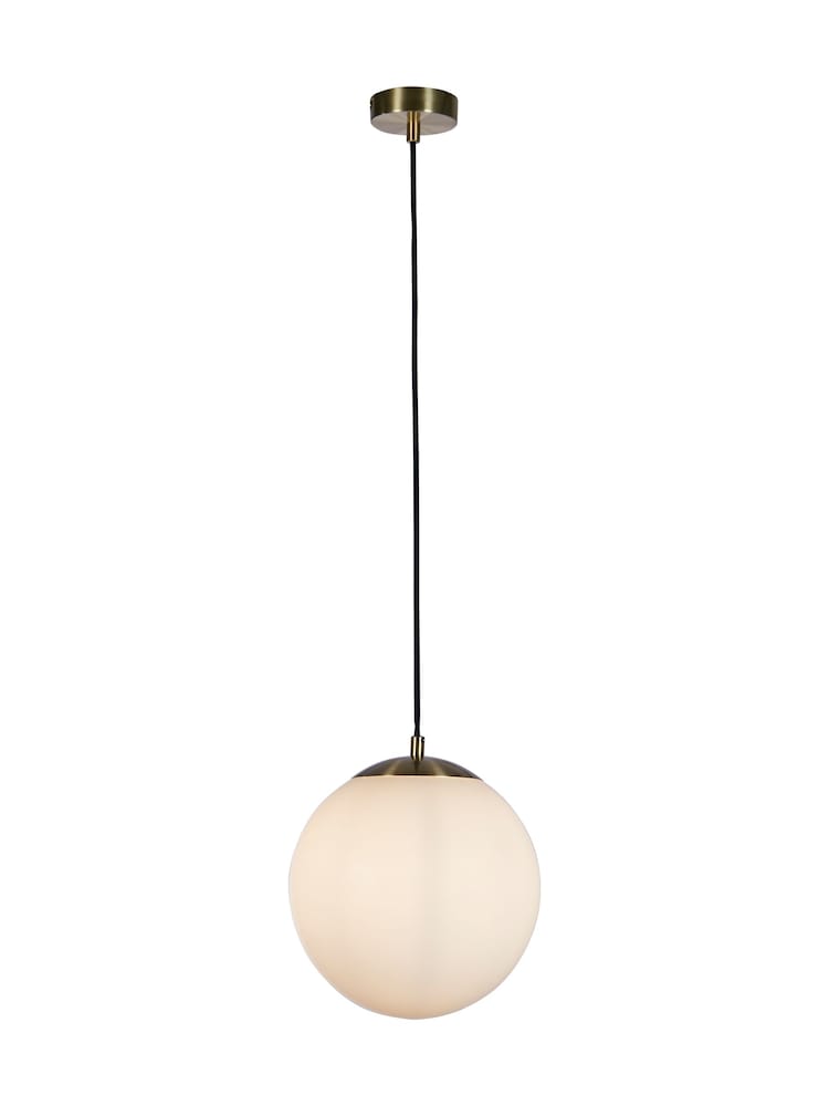 Searchlight Brass Skylar Medium Opal Pendant Ceiling Light - Image 2 of 4 Searchlight Brass Skylar Medium Opal Pendant Ceiling Light - Image 2 of 4