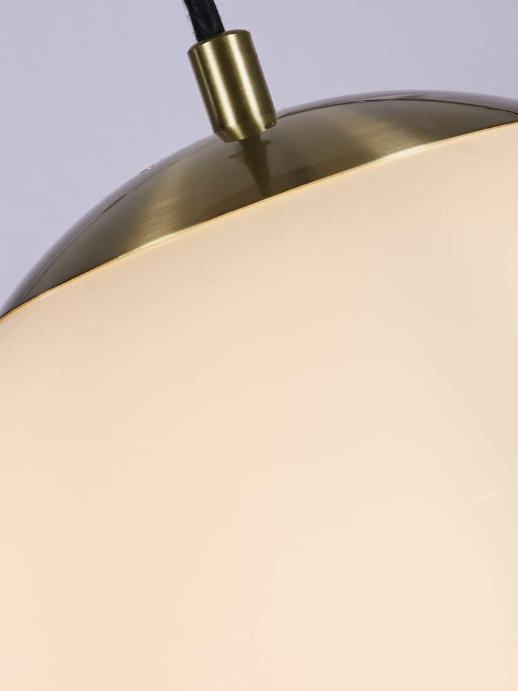 Searchlight Brass Skylar Medium Opal Pendant Ceiling Light - Image 4 of 4 Searchlight Brass Skylar Medium Opal Pendant Ceiling Light - Image 4 of 4
