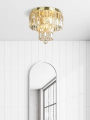 Searchlight Satin Brass Luna 4 Light Flush Ceiling Light - Image 1 of 4