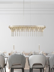 Searchlight Satin Brass Casandra 8 Light Bar Pendant Ceiling Light - Image 1 of 4