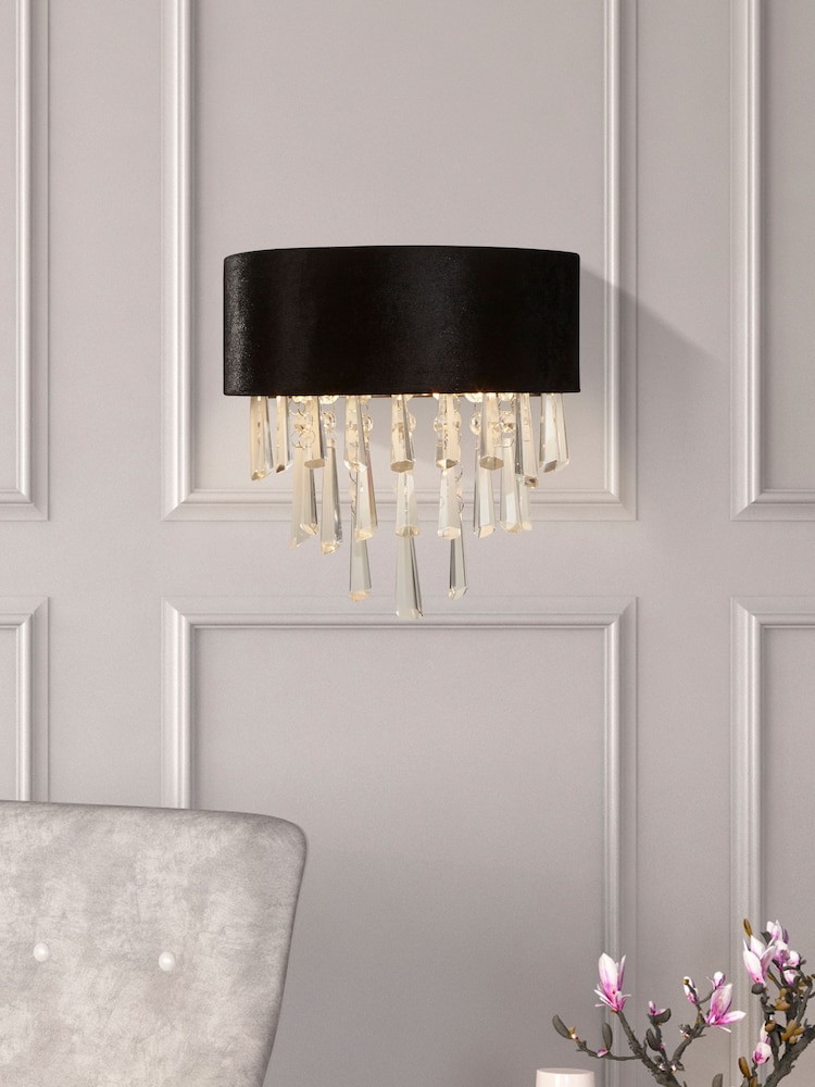 Searchlight Chrome/Black Nouveau 2 Light Wall Light - Image 1 of 4