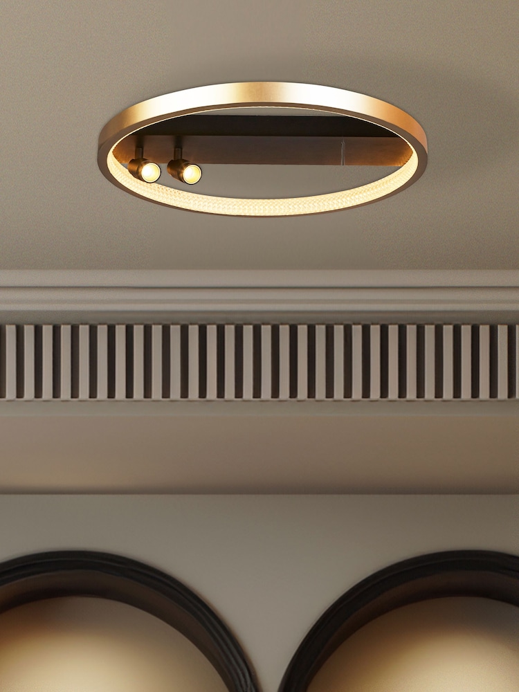 Searchlight Black/Gold Cosima Flush Ceiling Light - Image 1 of 4