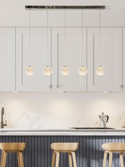 Searchlight Black/Gold Jewel 5 Light Bar Pendant Ceiling Light - Image 1 of 4