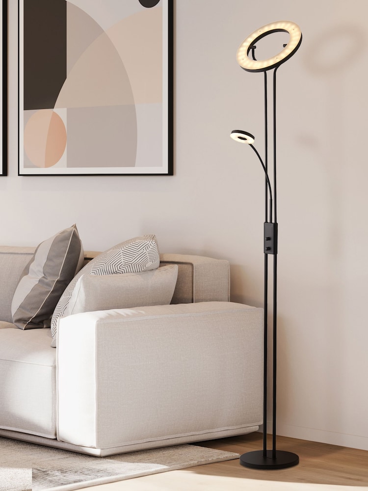 Searchlight Black Duo Floor Lamp - Image 1 of 4 Searchlight Black Duo Floor Lamp - Image 1 of 4